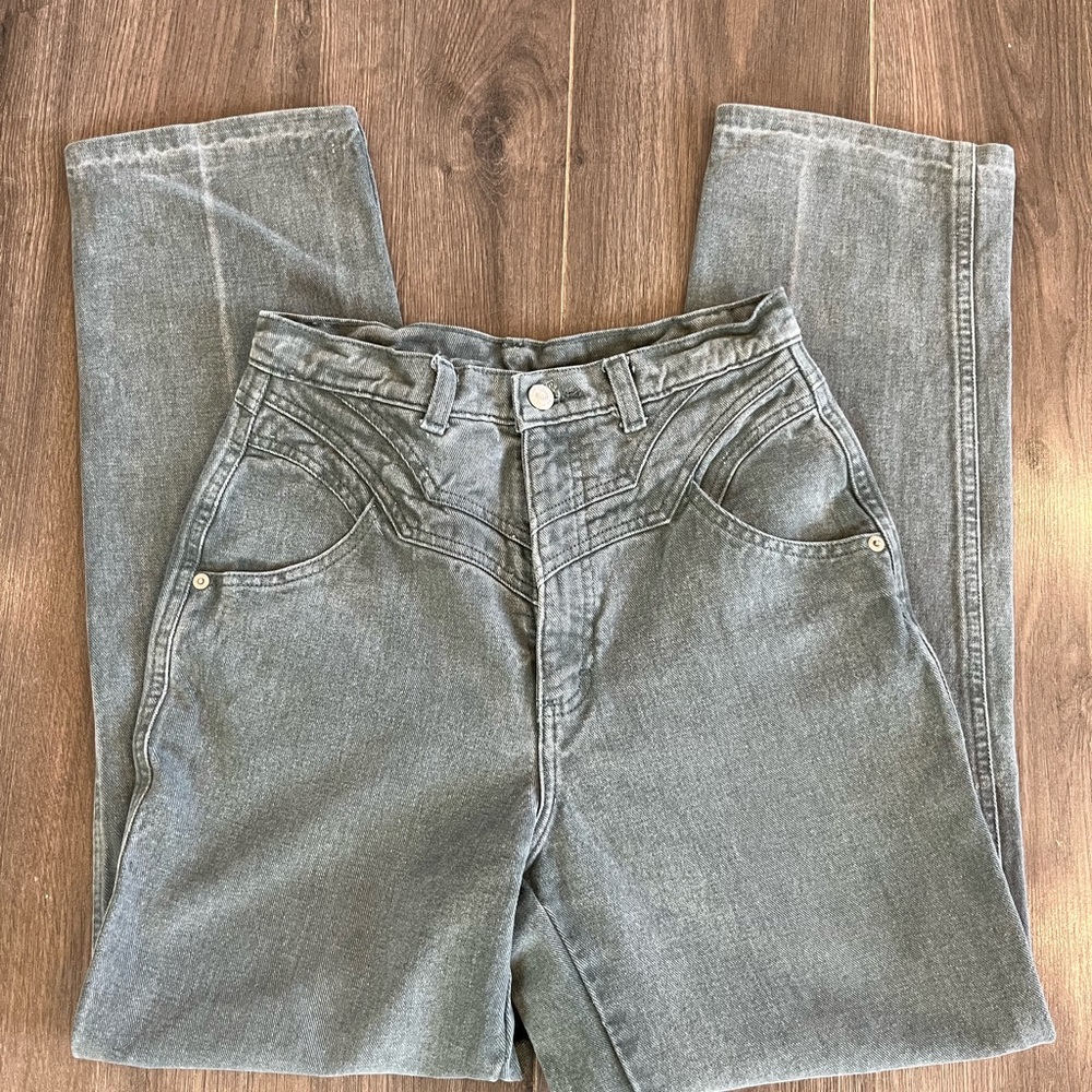 Vintage Roper Jeans Sage Green High Wast Bare Back Denim Western (B4)